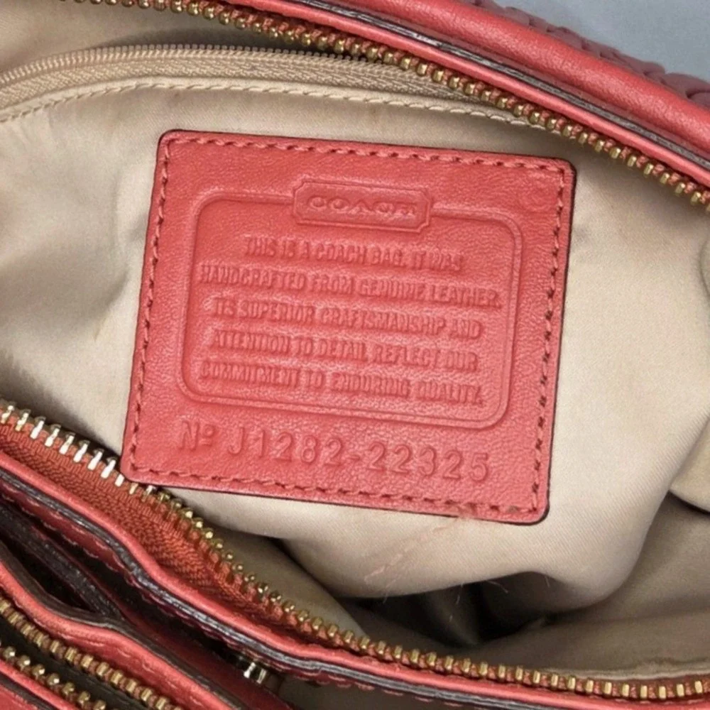 Coach Madison Kara Gathered Leather Purse/Satchel Bag Coral Red 22325